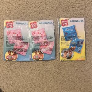 Lot Of 3 Play Day Inflatable Printed Animals Armbands in Pink Ages 3-6